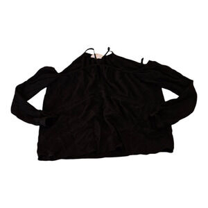Roi XS Black Cold Shoulder Long Sleeve Pullover Shirt